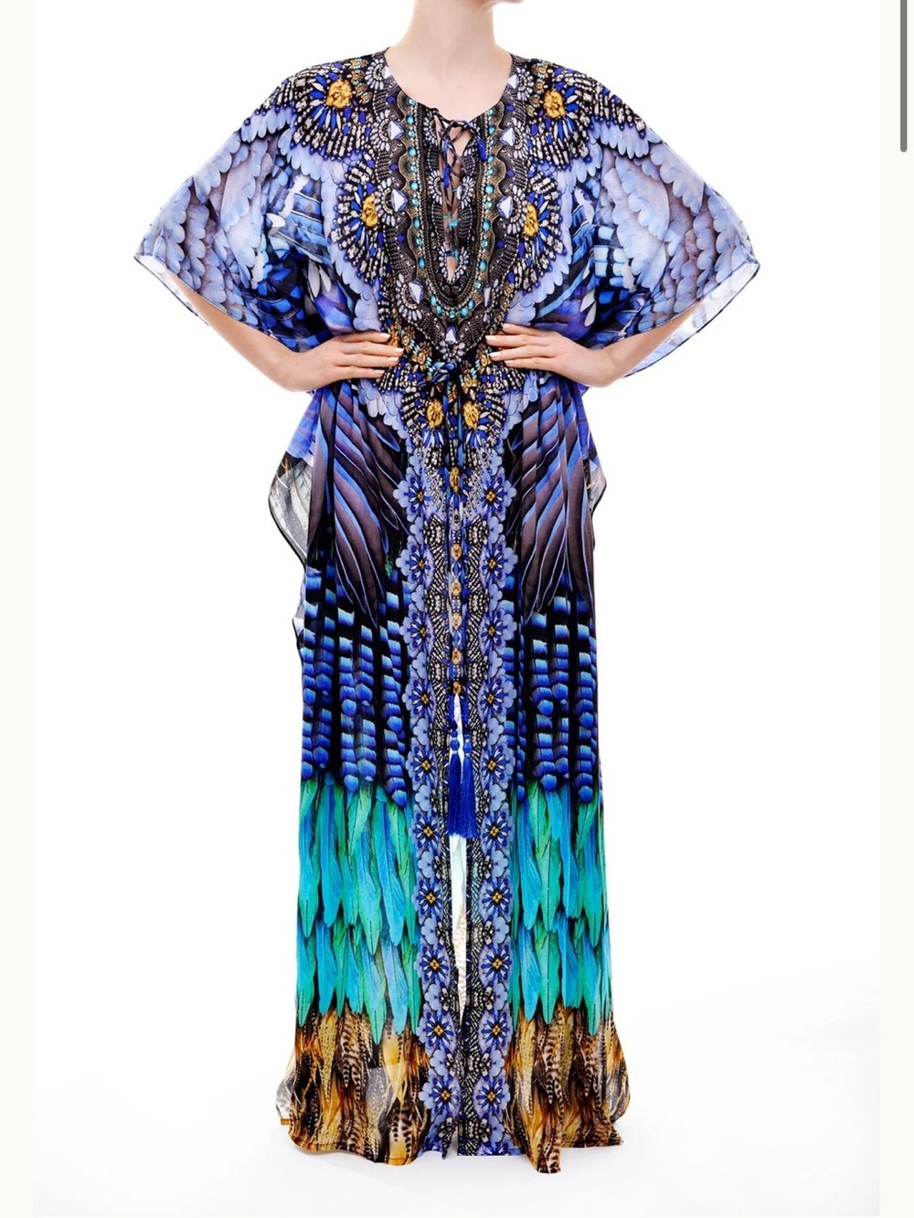 Shahida Parides X Kyle Richards Silk Floor Length Kaftan OS